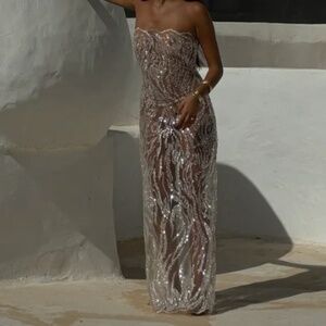 Sid Neigum Strapless Sequin Maxi Dress sz Small